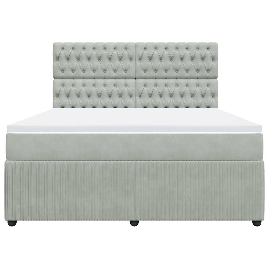 Boxspringbett mit Matratze Hellgrau 180x200 cm Samt