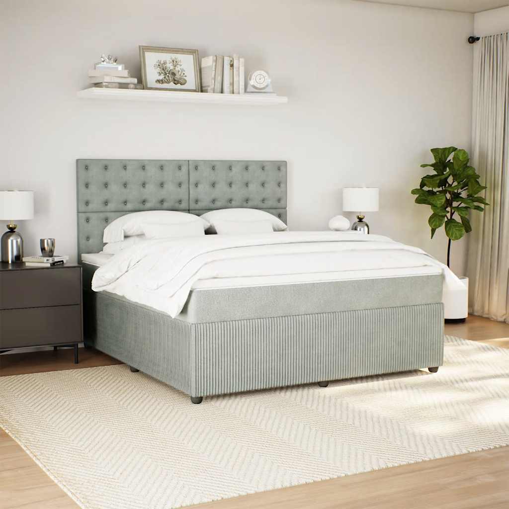 Boxspringbett mit Matratze Hellgrau 180x200 cm Samt