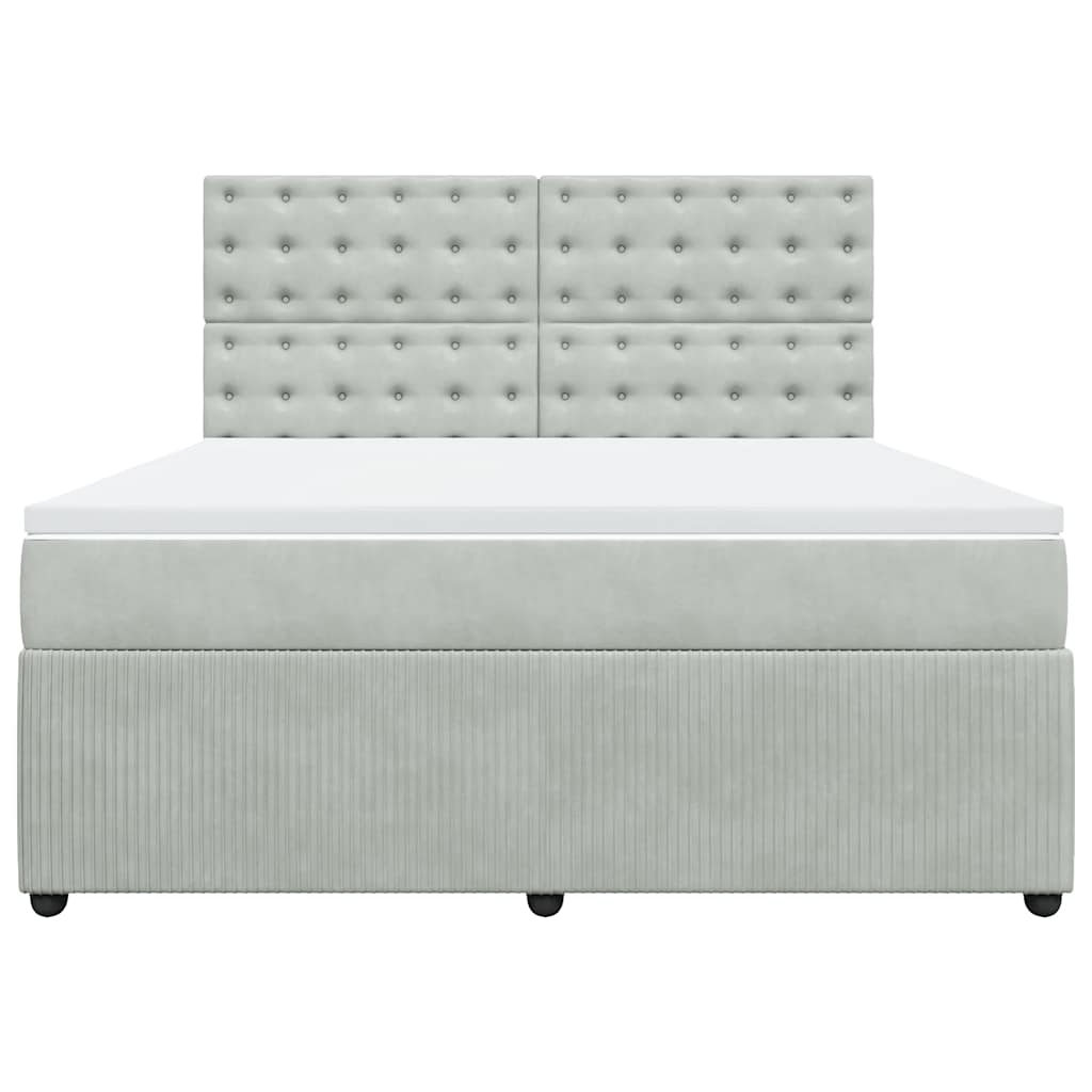 Boxspringbett mit Matratze Hellgrau 180x200 cm Samt
