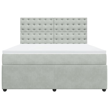 Boxspringbett mit Matratze Hellgrau 180x200 cm Samt