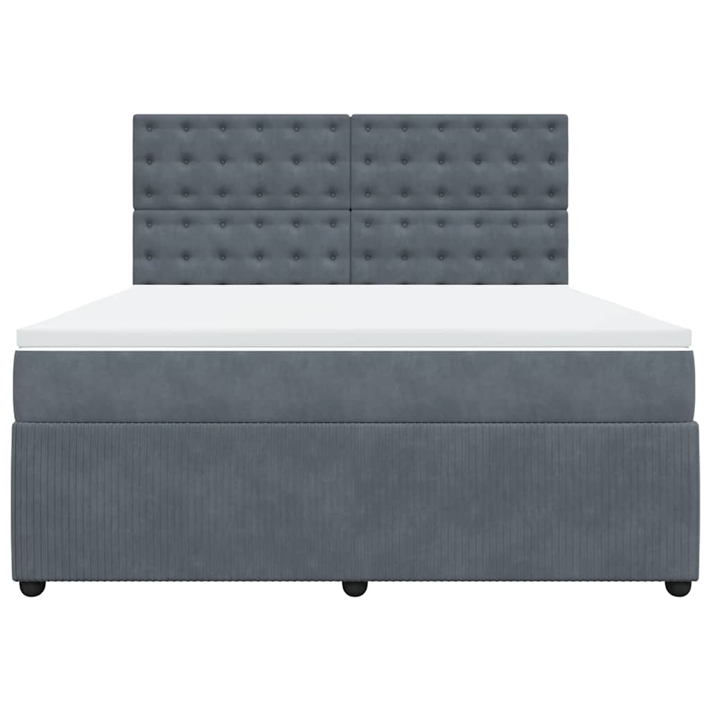 Boxspringbett mit Matratze Dunkelgrau 180x200 cm Samt