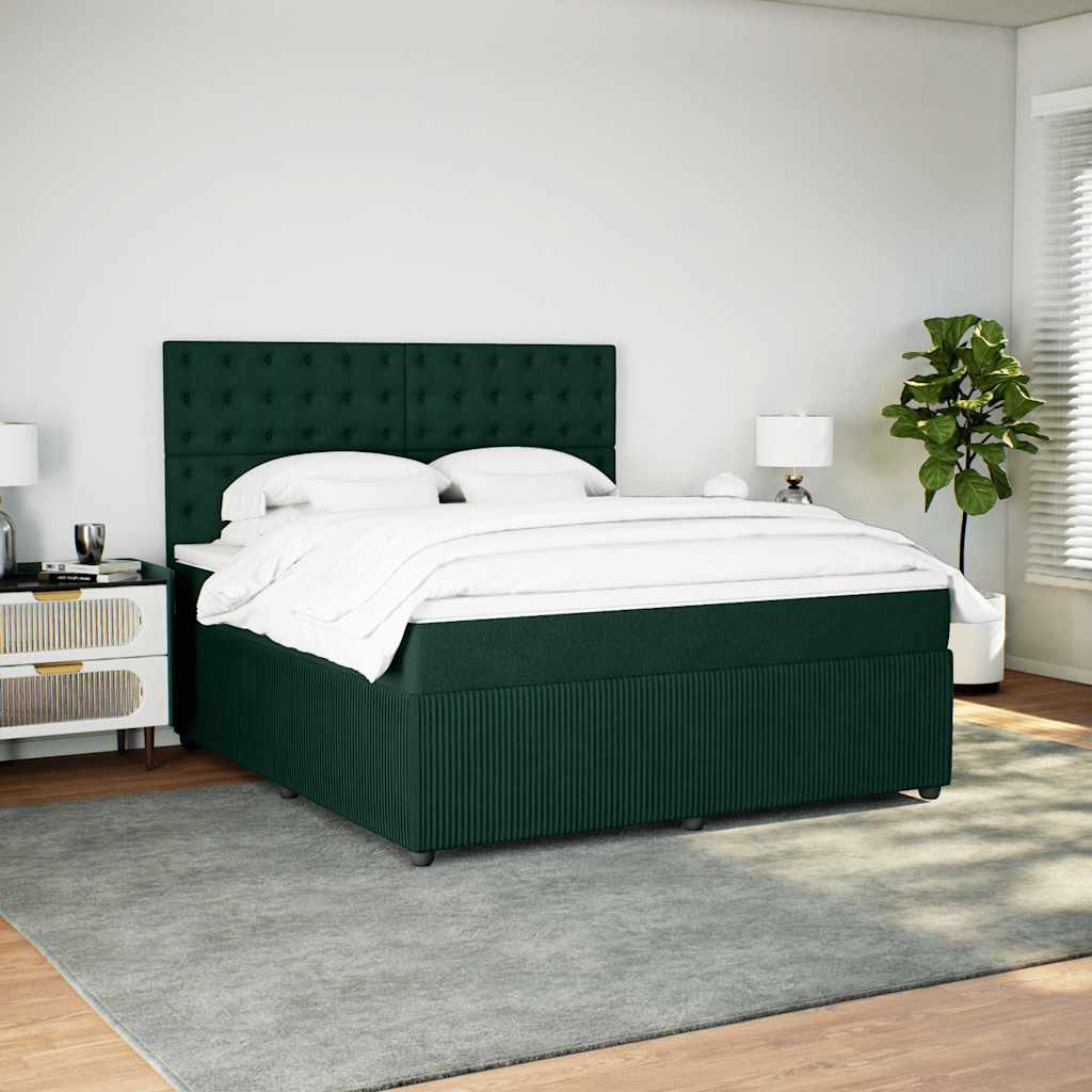 Boxspringbett mit Matratze Dunkelgrün 180x200 cm Samt