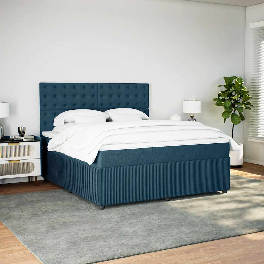 Boxspringbett mit Matratze Dunkelblau 180x200 cm Samt