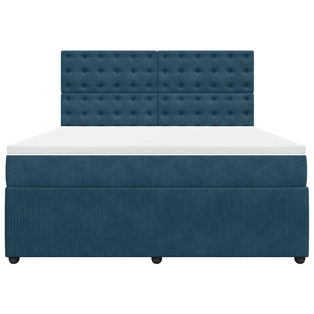 Boxspringbett mit Matratze Dunkelblau 180x200 cm Samt