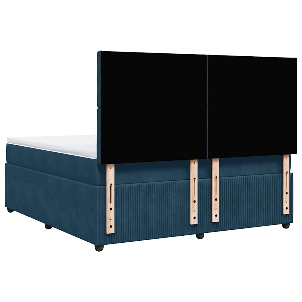 Boxspringbett mit Matratze Dunkelblau 180x200 cm Samt