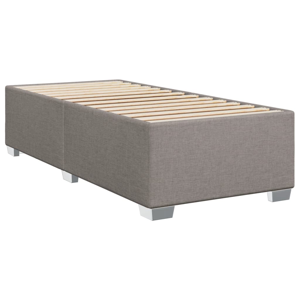 Lit sommier tapissier avec matelas tissu taupe 90x190 cm