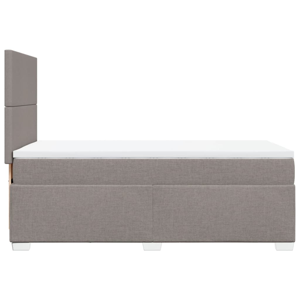 Lit sommier tapissier avec matelas tissu taupe 90x190 cm