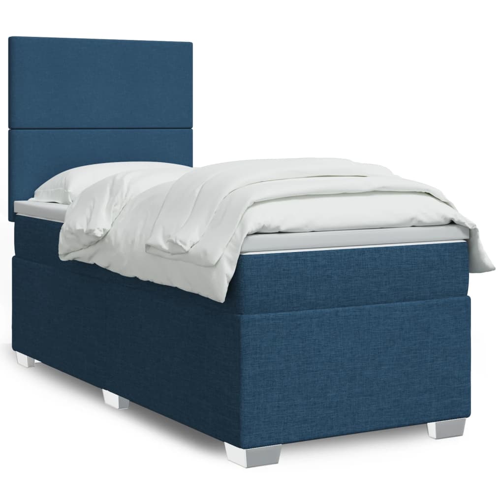 Boxspringbett mit Matratze Blau 90x190 cm Stoff