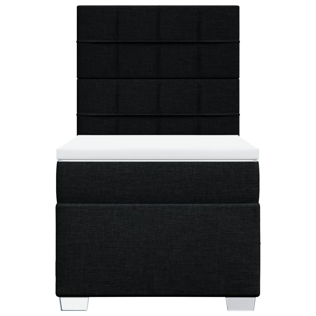 Lit sommier tapissier avec matelas tissu noir 90x190 cm