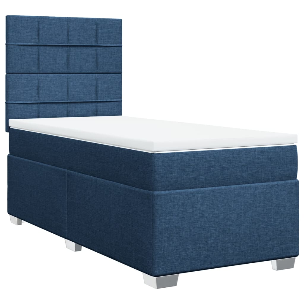 Boxspringbett mit Matratze Blau 90x200 cm Stoff