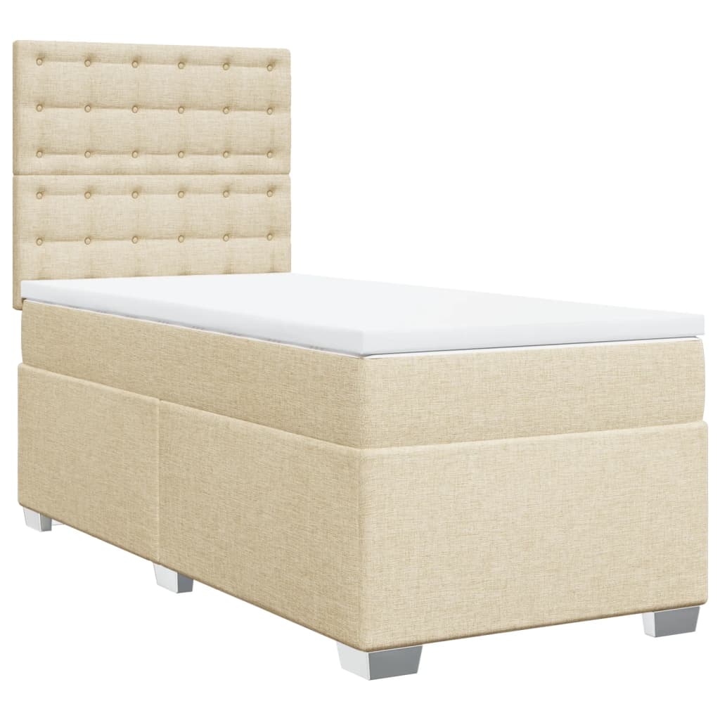 Boxspringbett mit Matratze Creme 90x200 cm Stoff