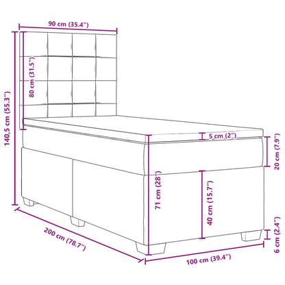 Boxspringbett mit Matratze Schwarz 100x200 cm Stoff
