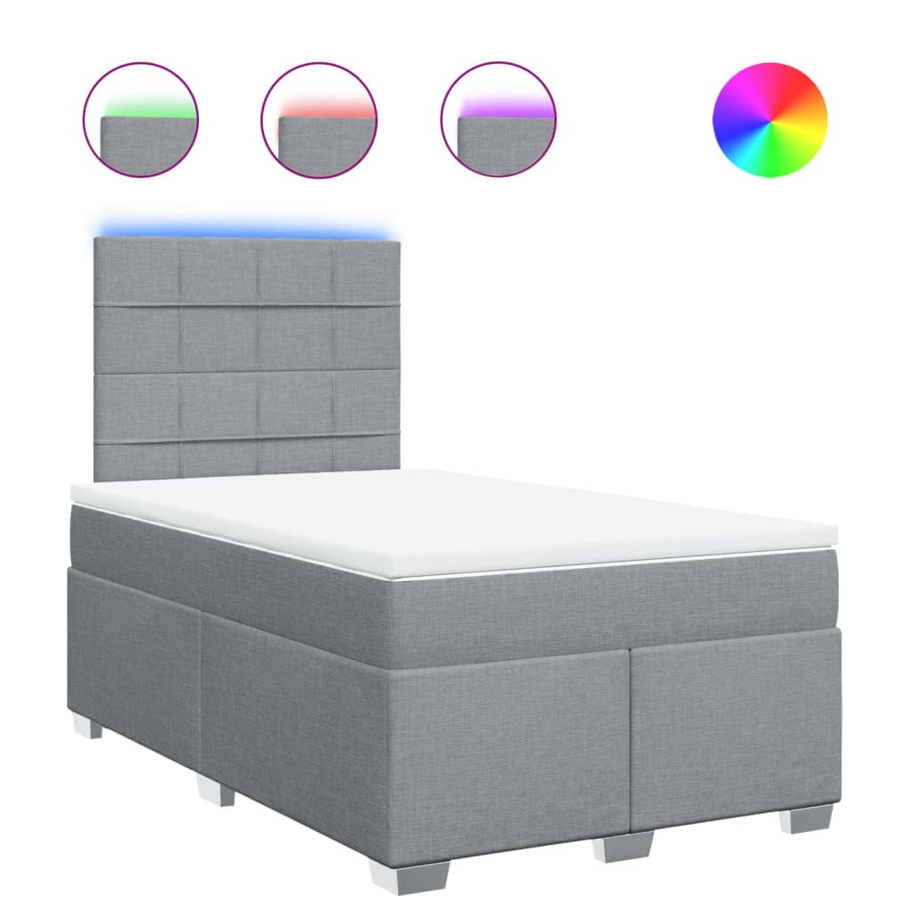 Boxspringbett mit Matratze Hellgrau 120x190 cm Stoff