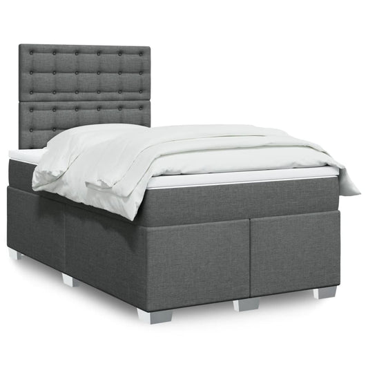 Lit à sommier tapissier avec matelas en tissu gris foncé 120x190 cm