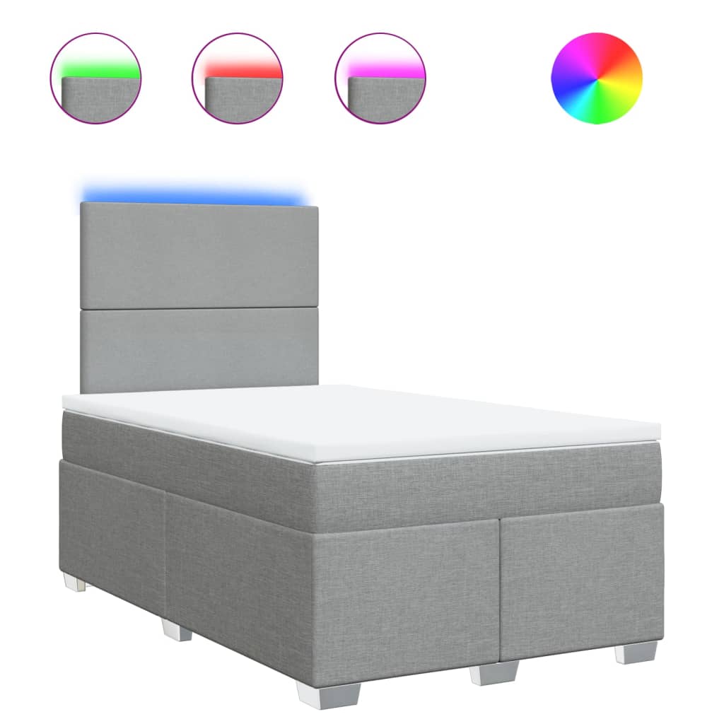 Boxspringbett mit Matratze Hellgrau 120x200 cm Stoff