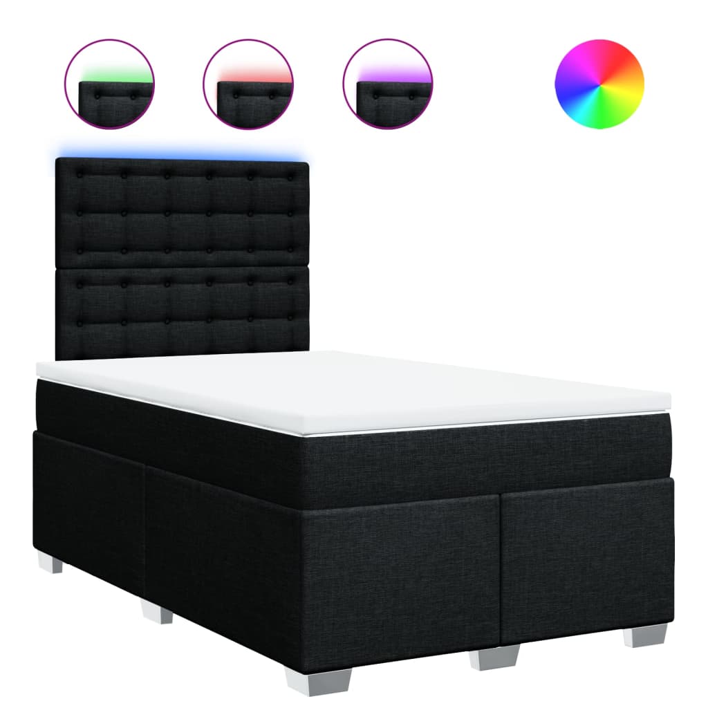 Boxspringbett mit Matratze Schwarz 120x200 cm Stoff