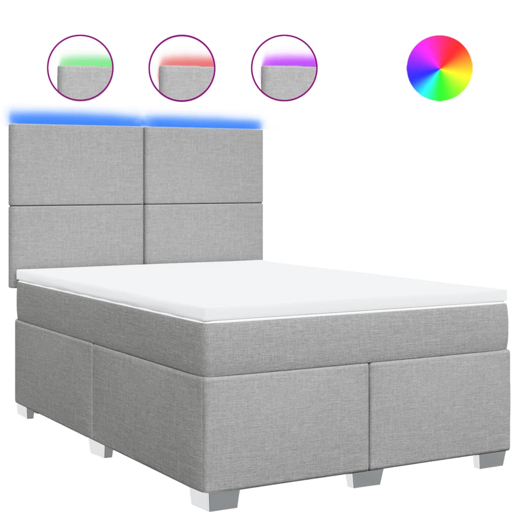 Boxspringbett mit Matratze Hellgrau 140x190 cm Stoff