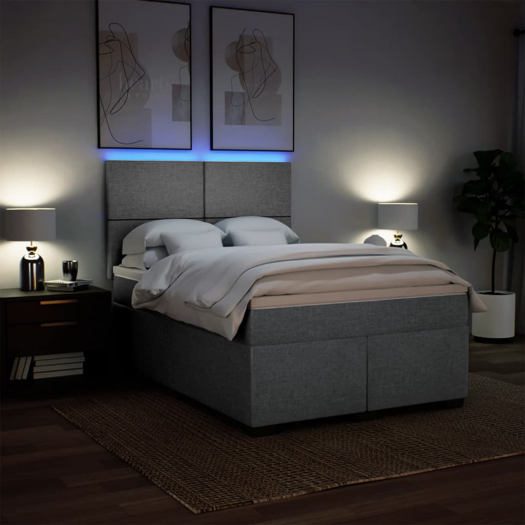 Boxspringbett mit Matratze Hellgrau 140x190 cm Stoff