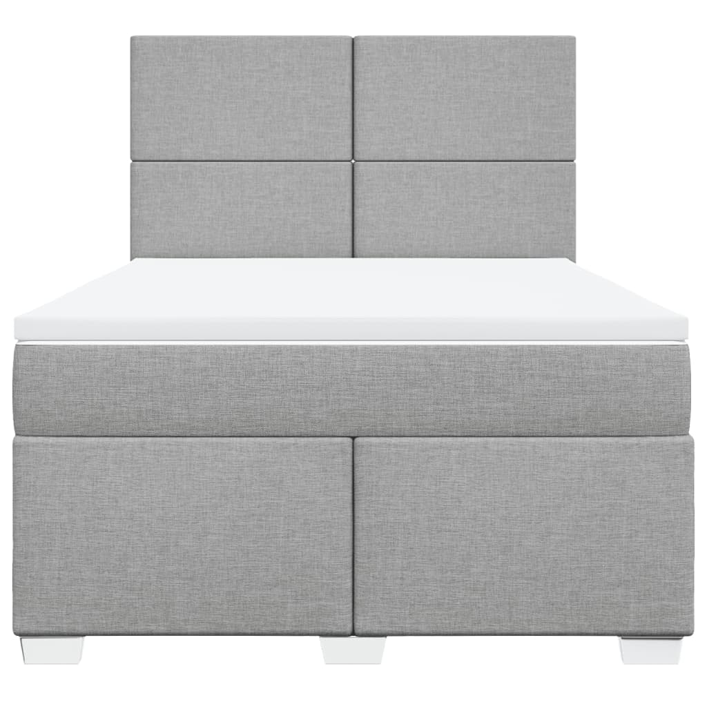 Boxspringbett mit Matratze Hellgrau 140x190 cm Stoff
