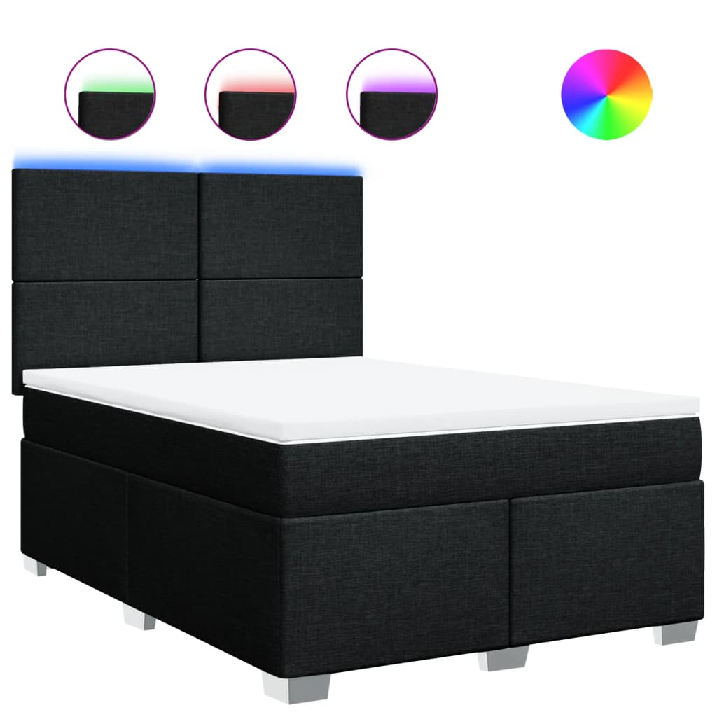 Boxspringbett mit Matratze Schwarz 140x190 cm Stoff