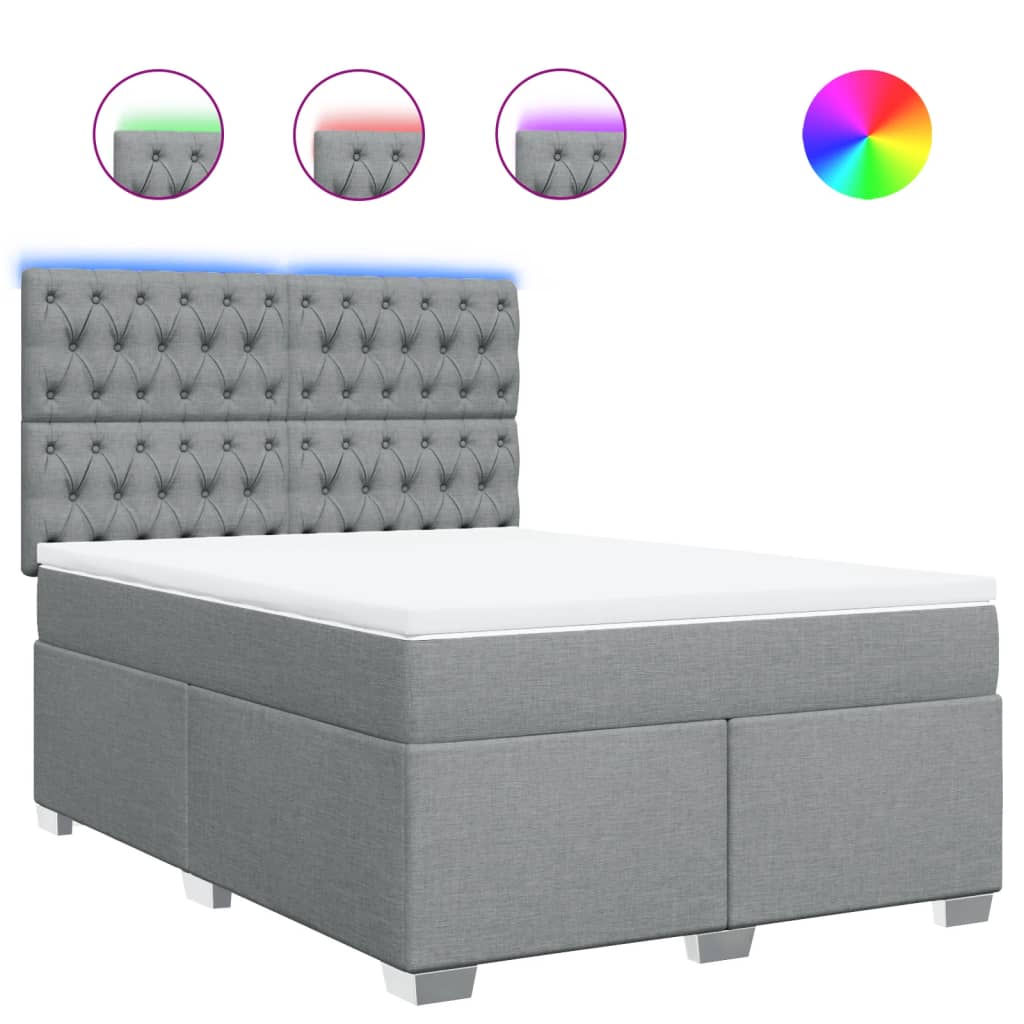 Boxspringbett mit Matratze Hellgrau 140x190 cm Stoff