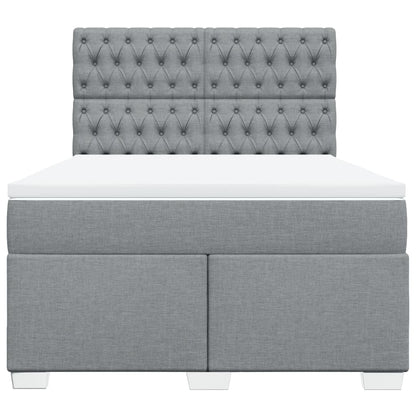 Boxspringbett mit Matratze Hellgrau 140x190 cm Stoff