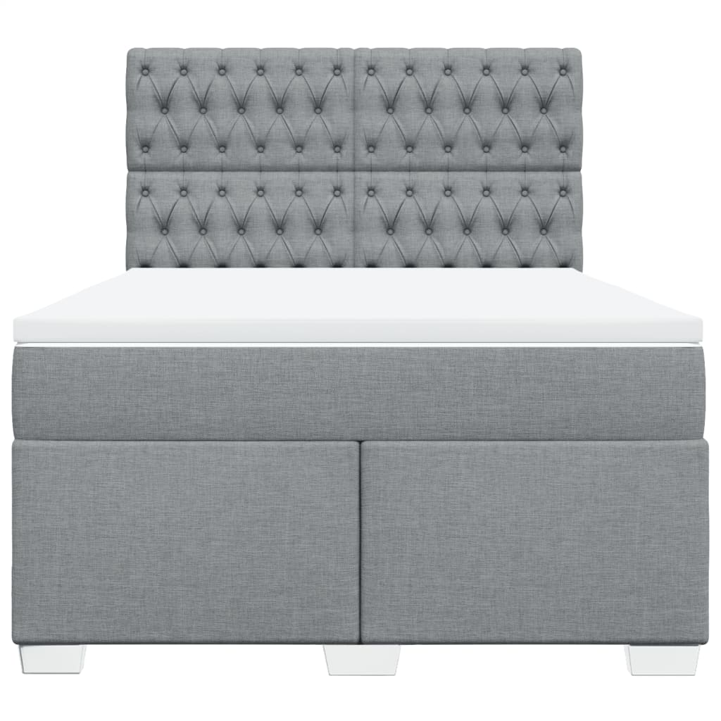 Boxspringbett mit Matratze Hellgrau 140x190 cm Stoff