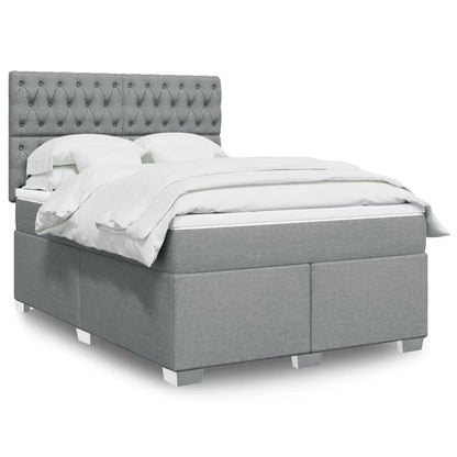 Boxspringbett mit Matratze Hellgrau 140x190 cm Stoff