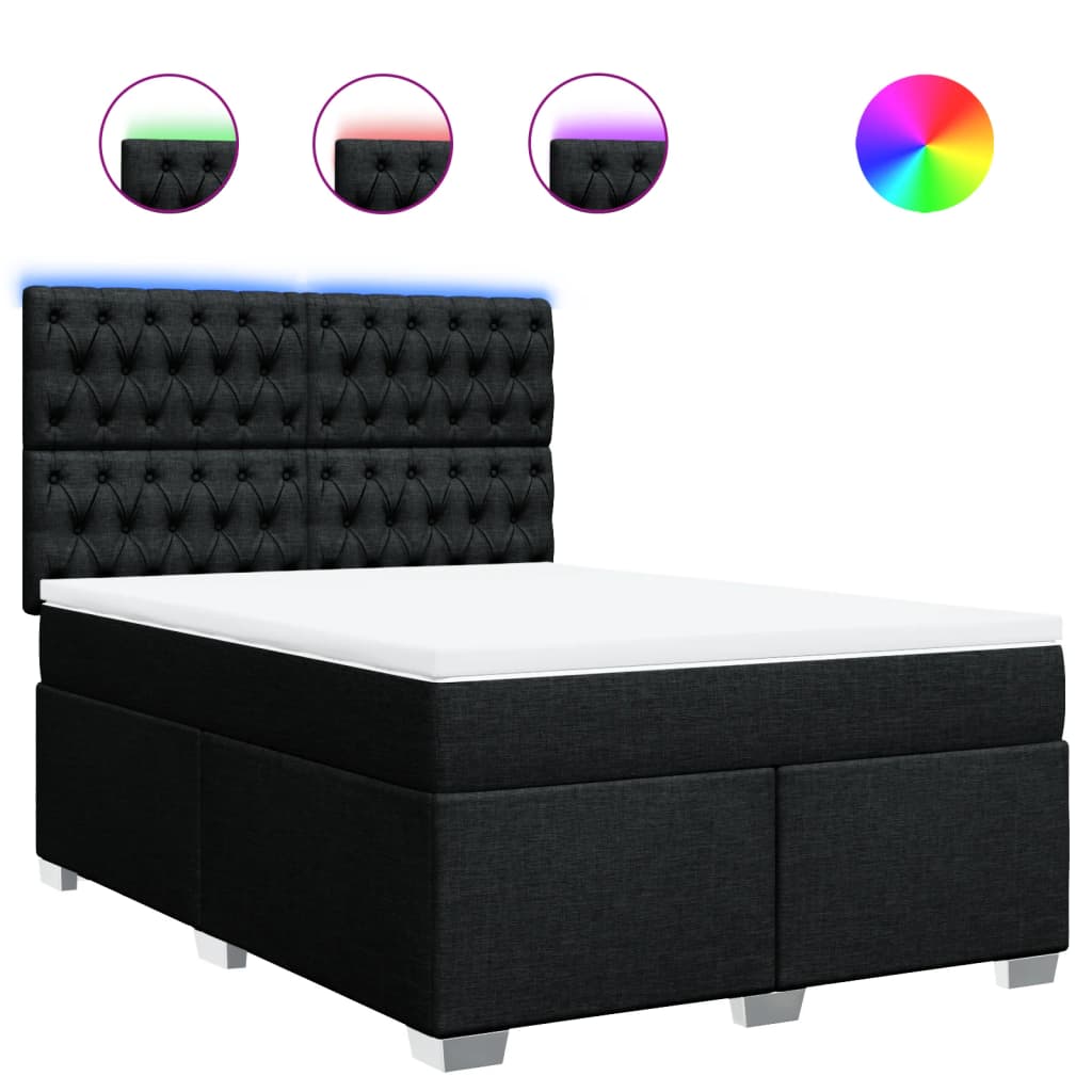 Boxspringbett mit Matratze Schwarz 140x190 cm Stoff