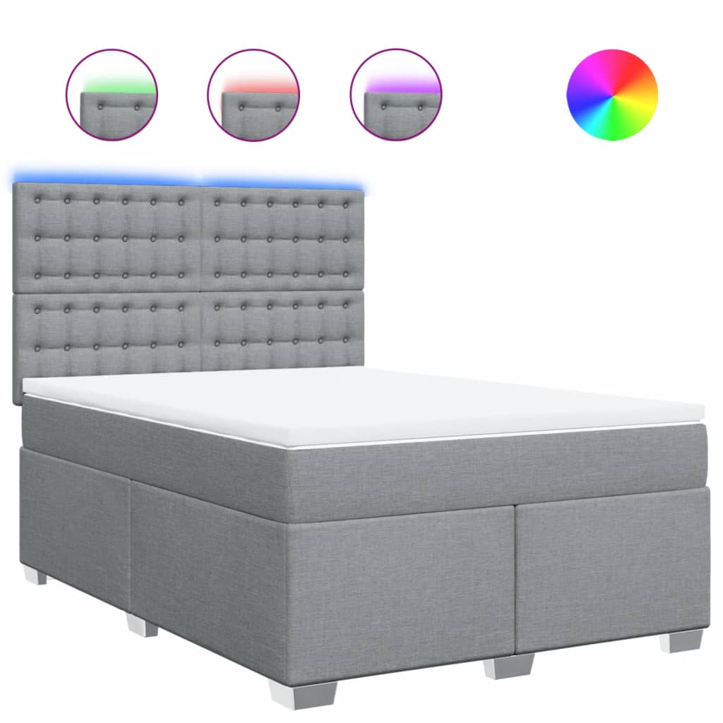 Boxspringbett mit Matratze Hellgrau 140x190 cm Stoff