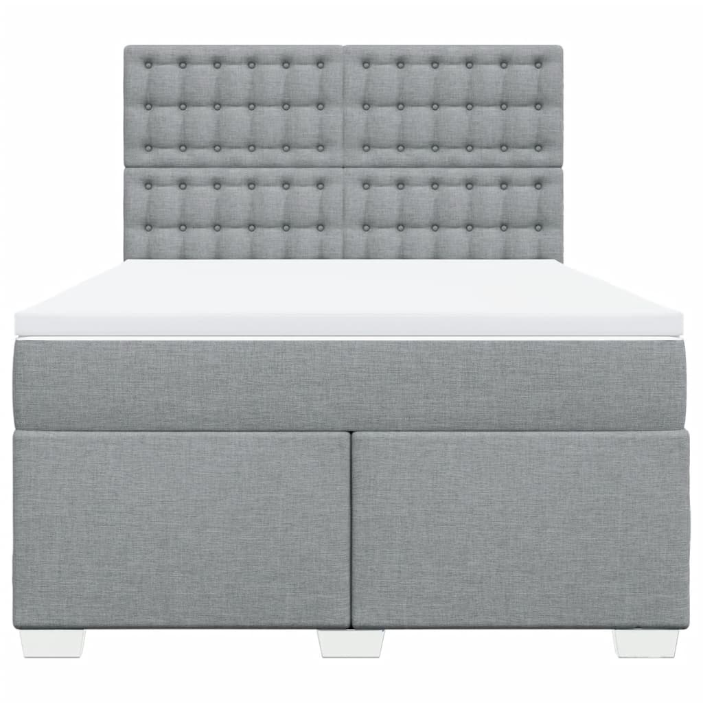 Boxspringbett mit Matratze Hellgrau 140x190 cm Stoff