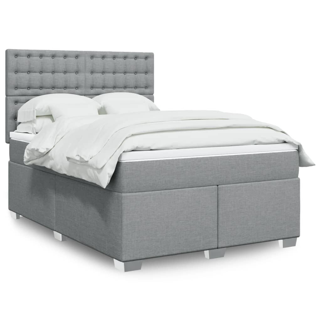 Boxspringbett mit Matratze Hellgrau 140x190 cm Stoff