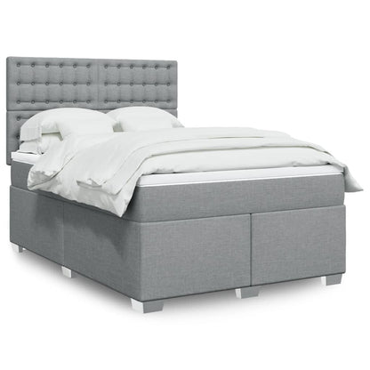 Boxspringbett mit Matratze Hellgrau 140x190 cm Stoff