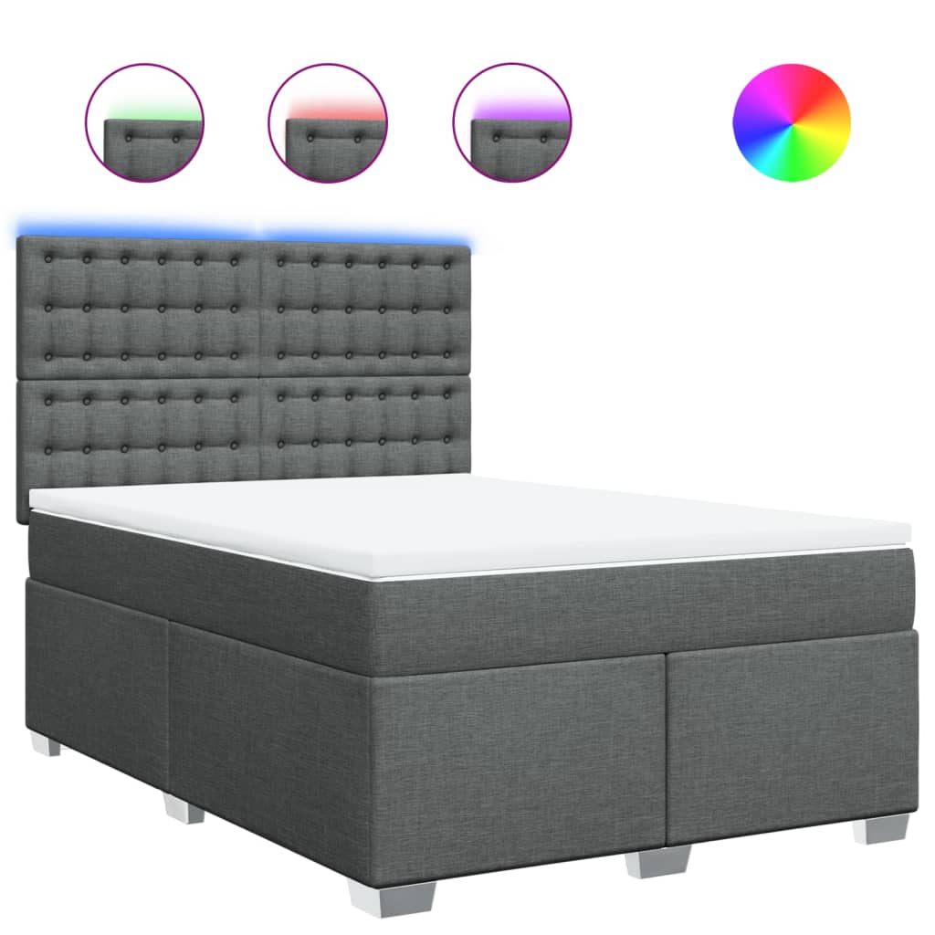 Boxspringbett mit Matratze Dunkelgrau 140x190 cm Stoff