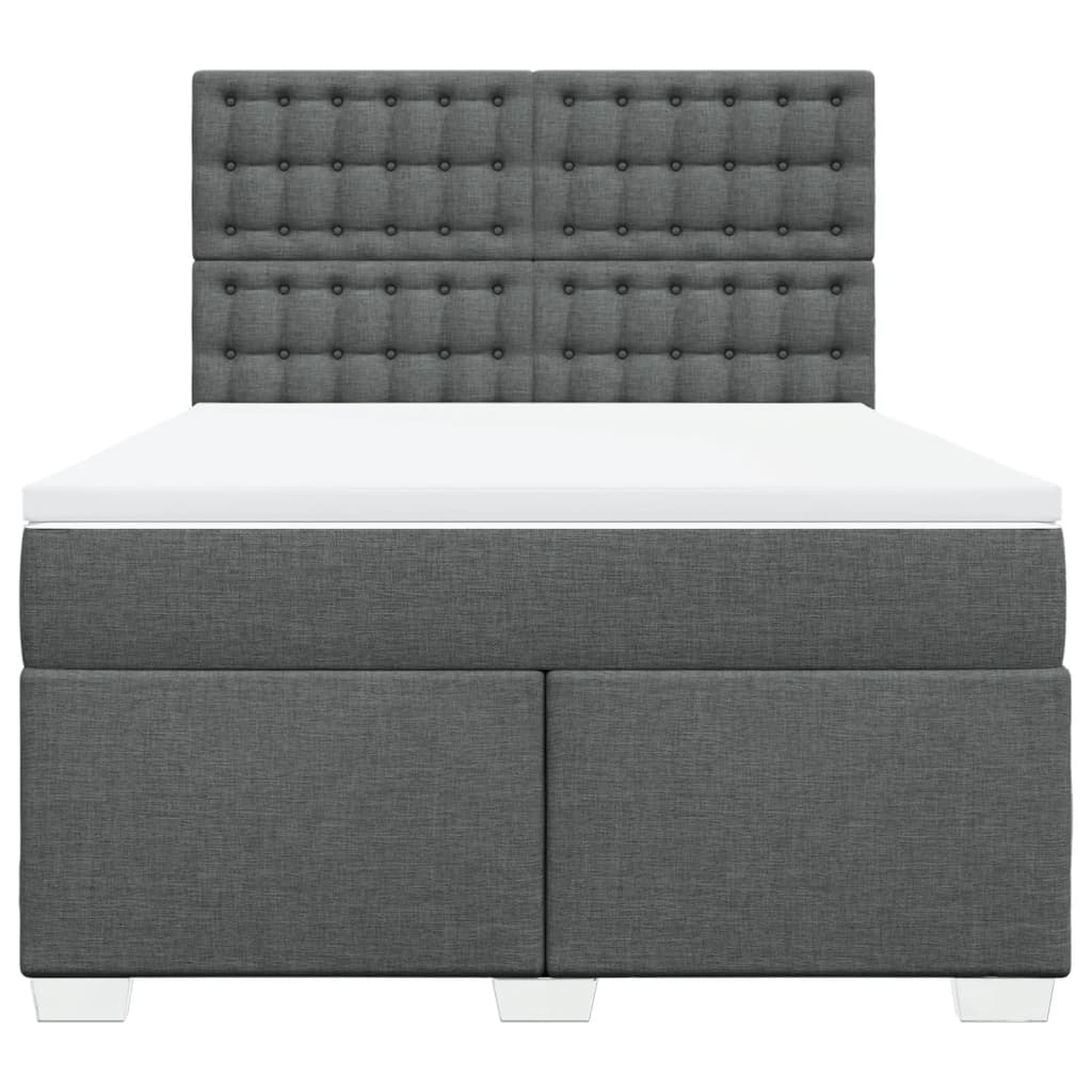 Boxspringbett mit Matratze Dunkelgrau 140x190 cm Stoff