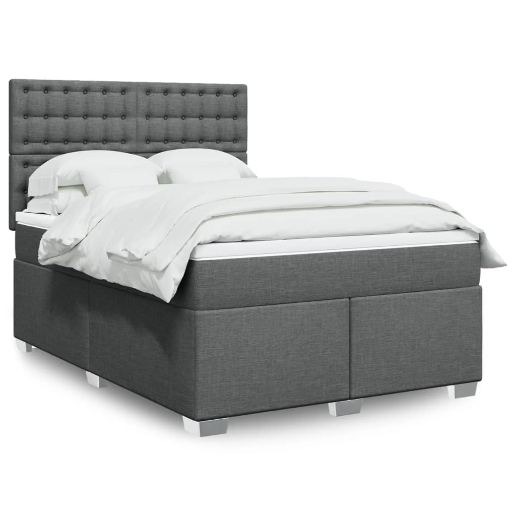 Boxspringbett mit Matratze Dunkelgrau 140x190 cm Stoff