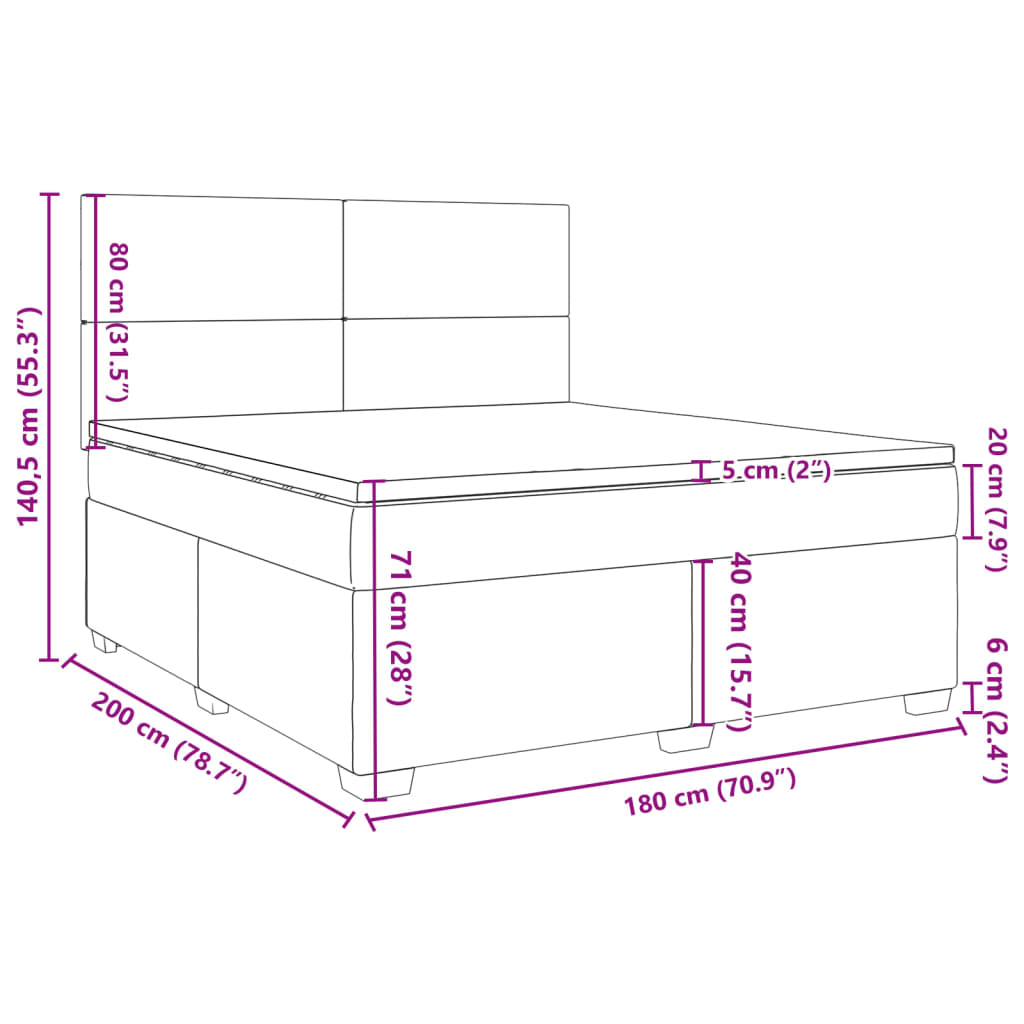Boxspringbett mit Matratze Schwarz 180x200 cm Stoff