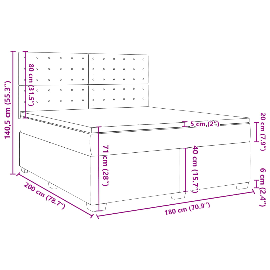 Boxspringbett mit Matratze Dunkelgrau 180x200 cm Stoff