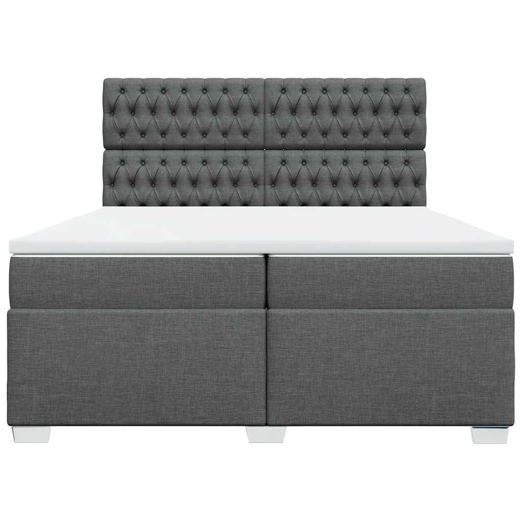 Boxspringbett mit Matratze Dunkelgrau 200x200 cm Stoff