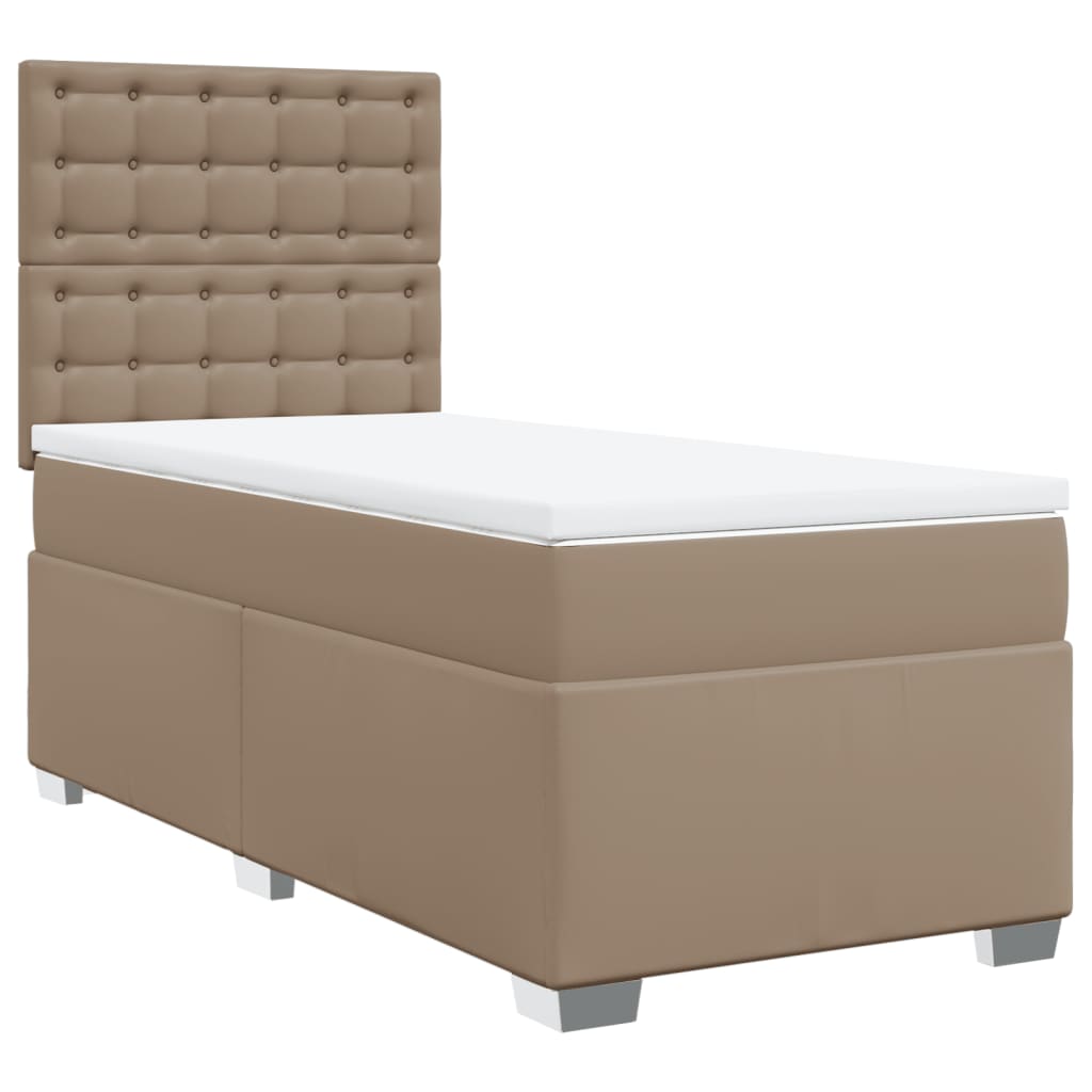 Boxspringbett mit Matratze Cappuccino-Braun 80x200cm Kunstleder