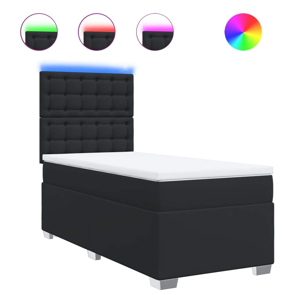 Boxspringbett mit Matratze Schwarz 100x200 cm Kunstleder