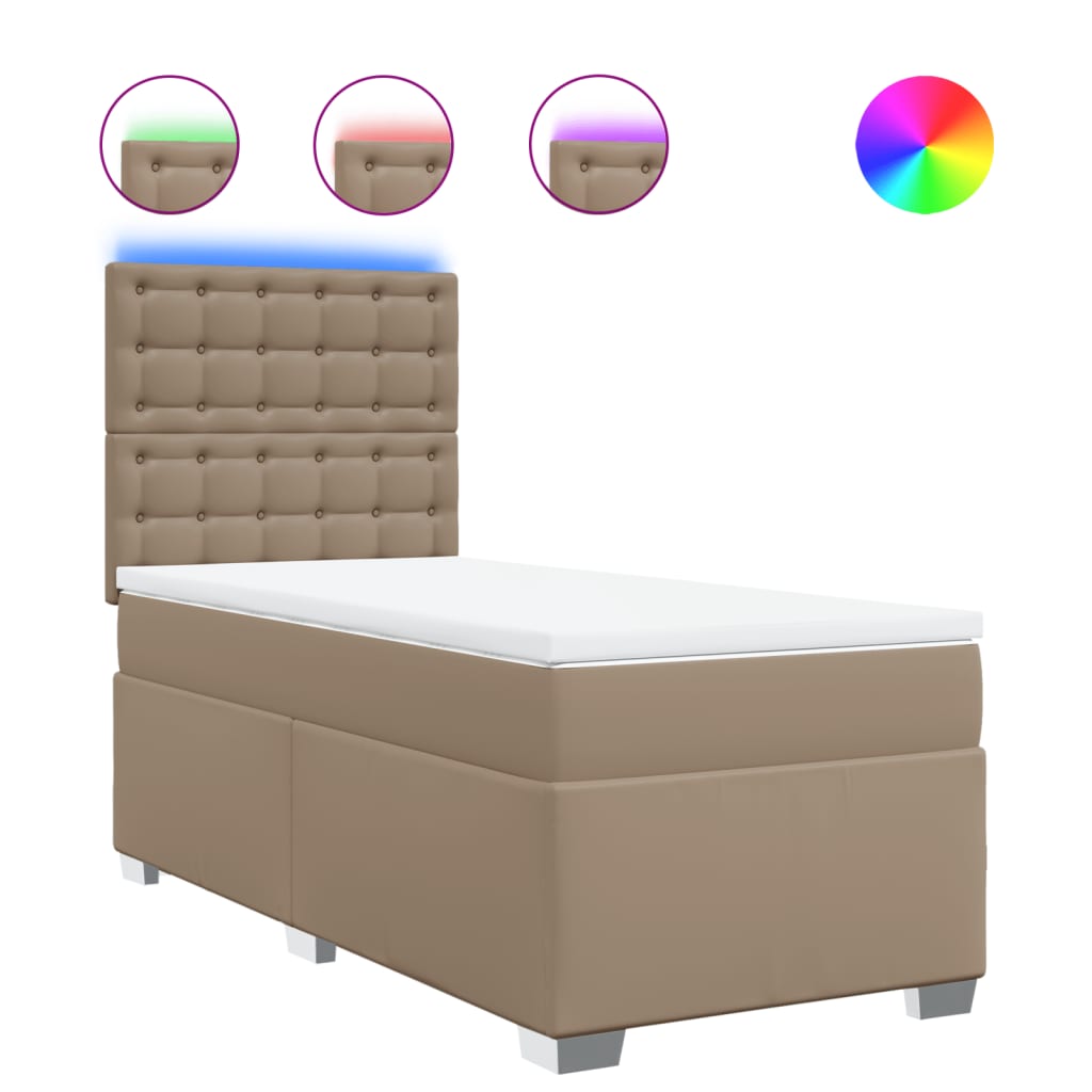 Matelas à sommier tapissier cappuccino-marron 100x200cm cuir artificiel