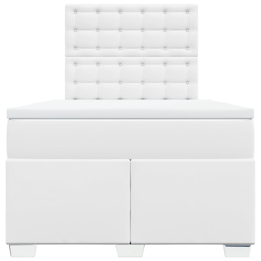 Boxspringbett mit Matratze Weiß 120x190 cm Kunstleder