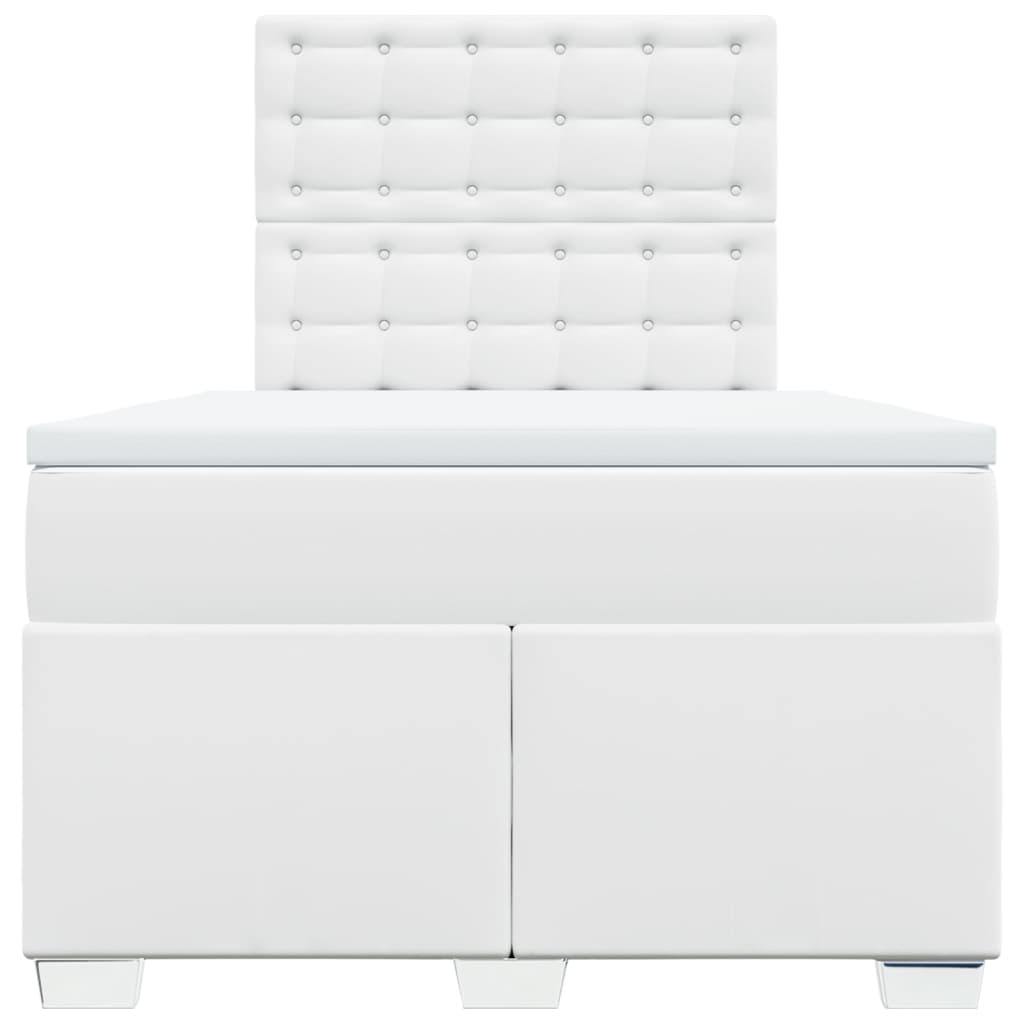 Boxspringbett mit Matratze Weiß 120x200 cm Kunstleder