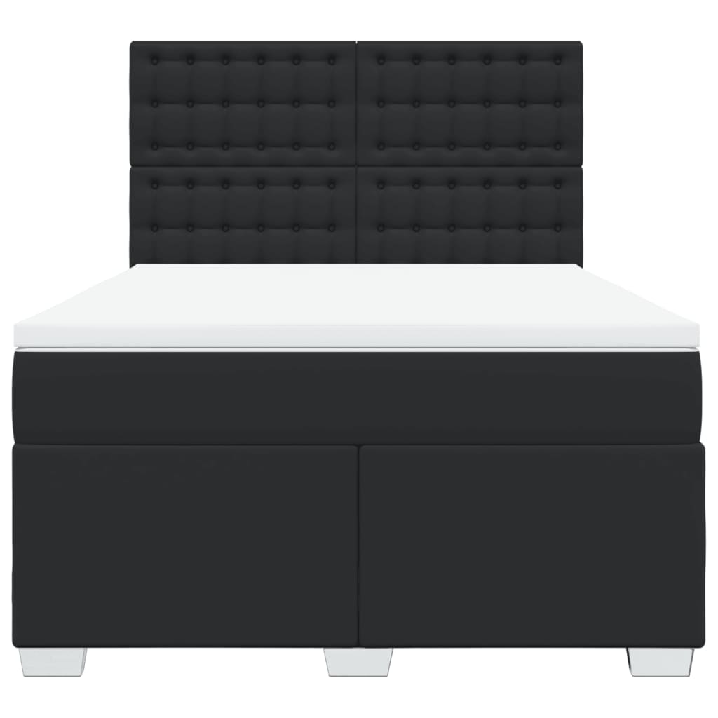 Boxspringbett mit Matratze Schwarz 140x190 cm Kunstleder