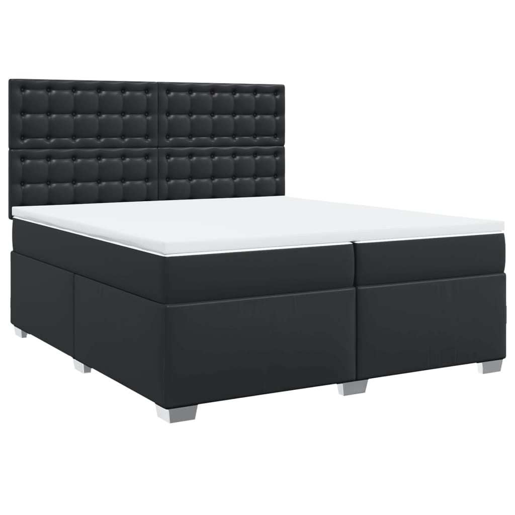 Sommier tapissier avec matelas noir 200x200 cm cuir artificiel