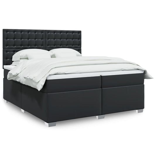 Sommier tapissier avec matelas noir 200x200 cm cuir artificiel