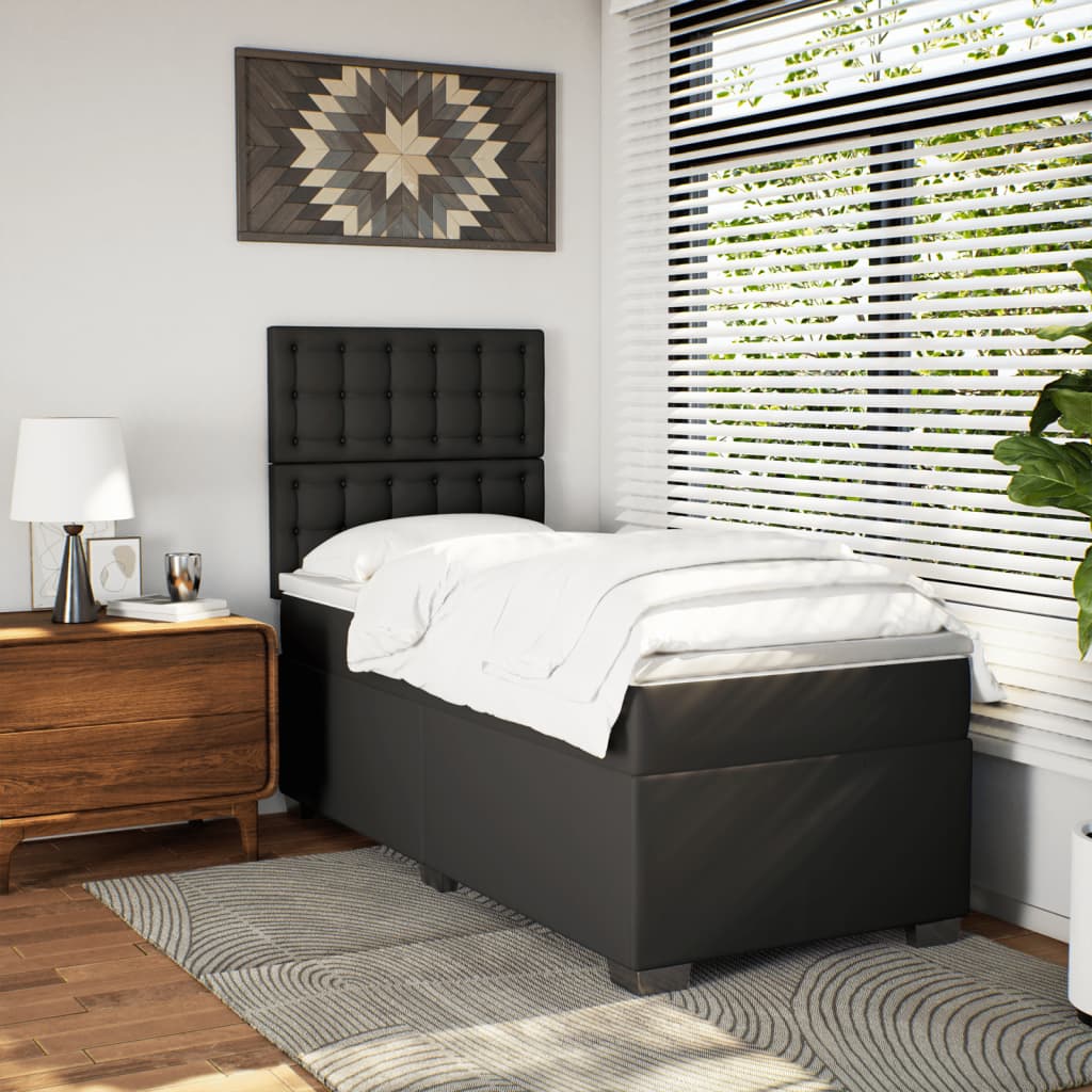 Boxspringbett mit Matratze Schwarz Kunstleder