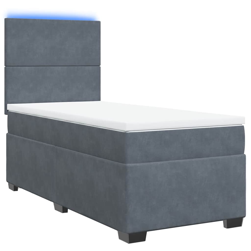Boxspringbett mit Matratze Dunkelgrau 80x200 cm Samt