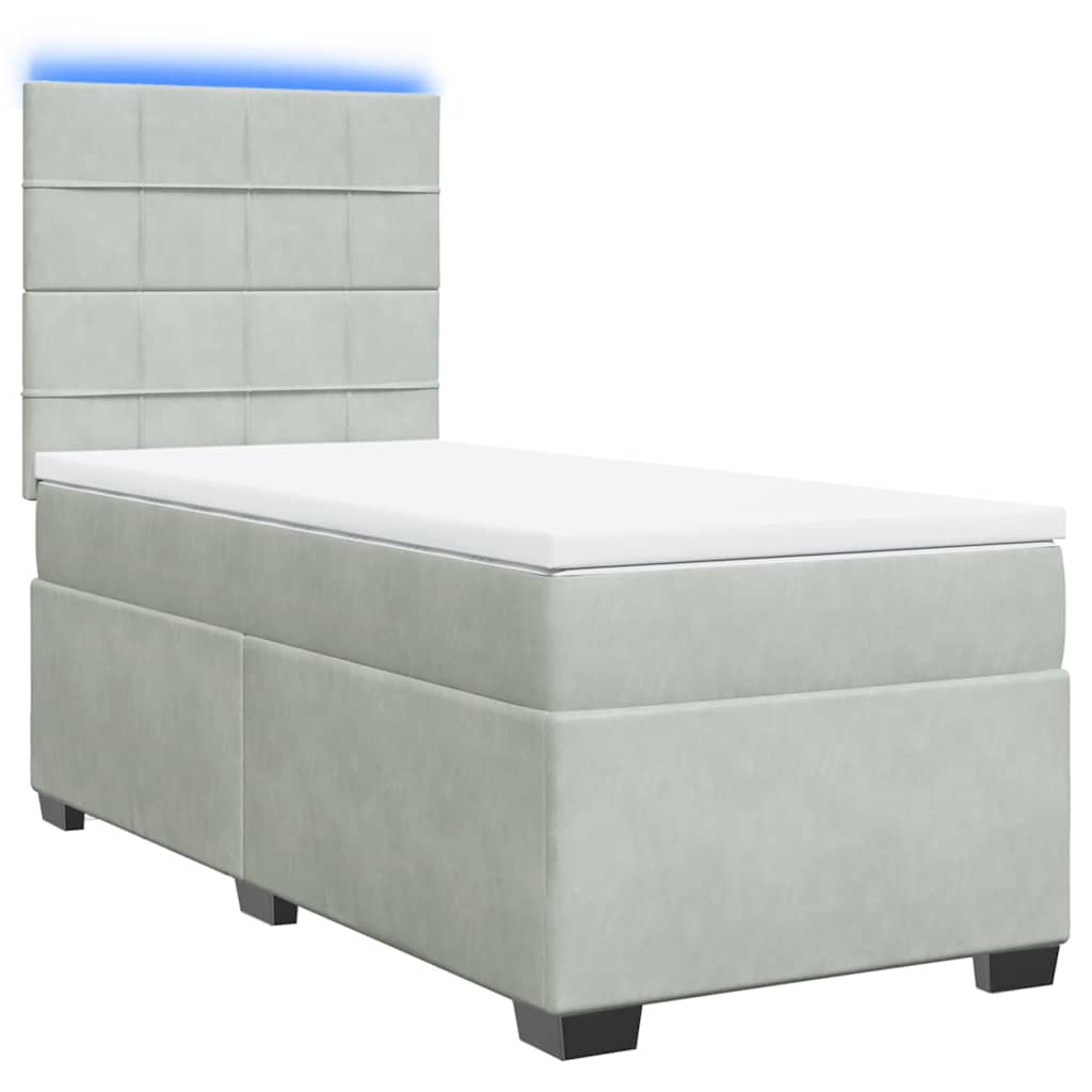 Boxspringbett mit Matratze Hellgrau 80x200 cm Samt